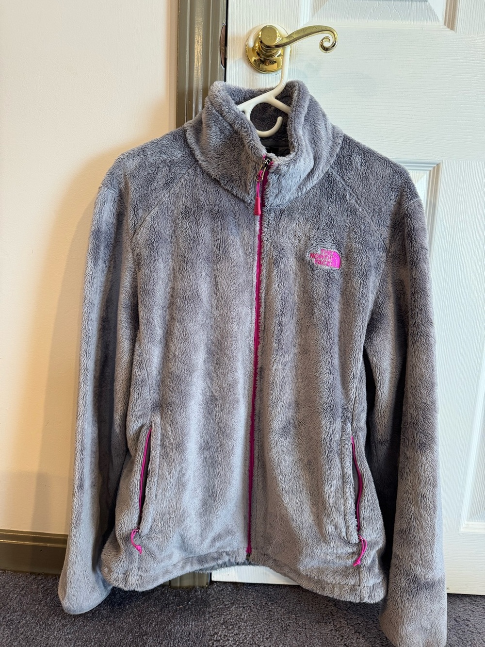 The North Face Gray Fleece Jacket with Pink Accents